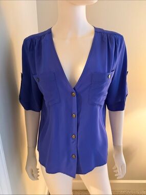 Amanda Uprichard Silk Royal Blue Top